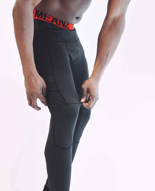 Padded compression leggings with removable knee pads for men